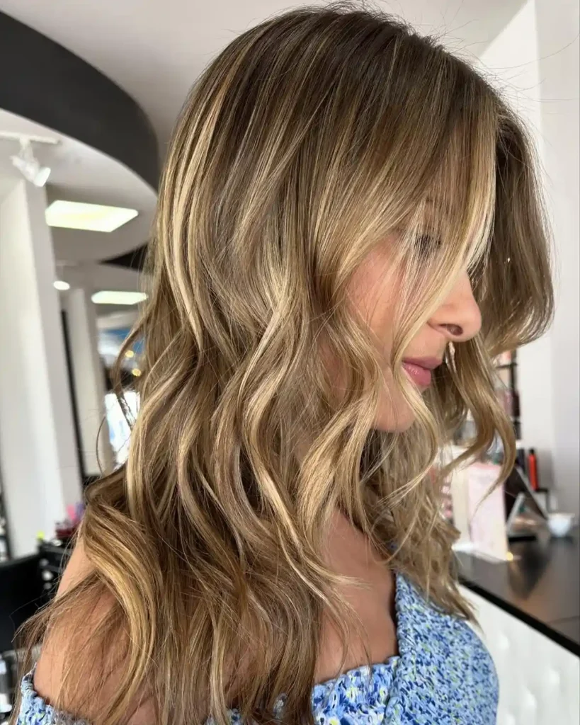 golden blonde hair with balayage women